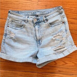 American Eagle Outfitters Light Blue Ripped Jean Shorts